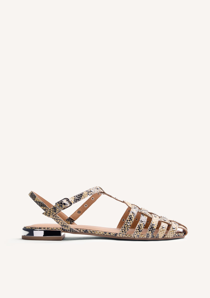 ANIMAL PRINT LEATHER CRAB SANDALS OTTERTAIL