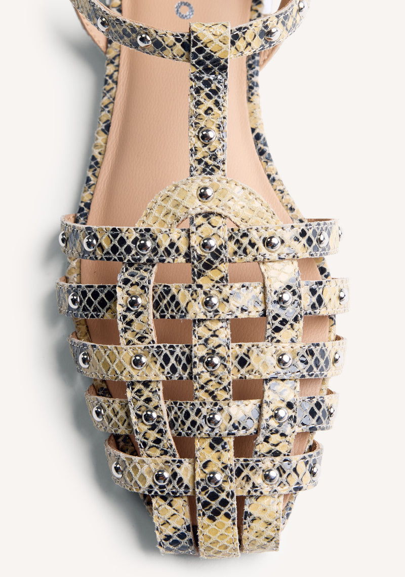 ANIMAL PRINT LEATHER CRAB SANDALS OTTERTAIL