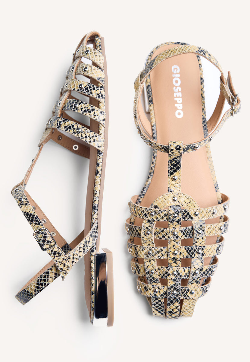 SANDALI GRANCHIO PELLE STAMPA ANIMALIER LONTARTA