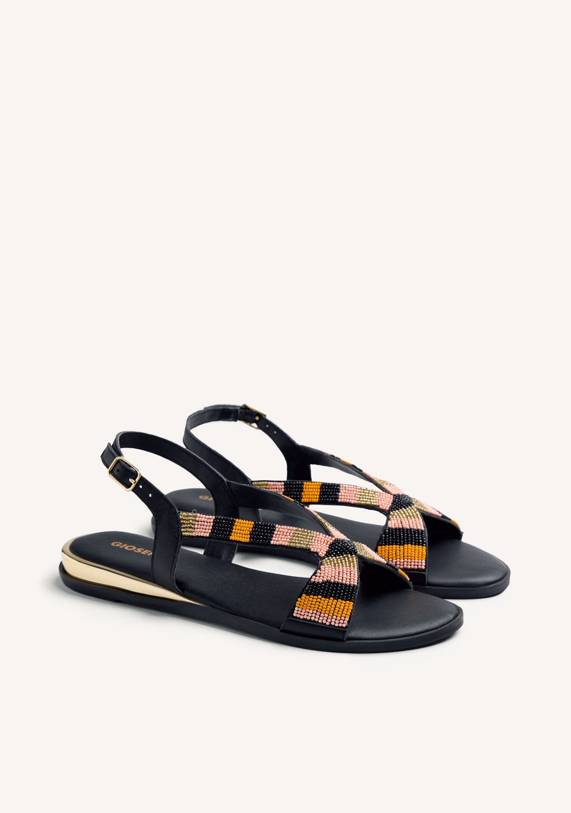 BEADED LEATHER WEDGE SANDALS SCHOEPKE