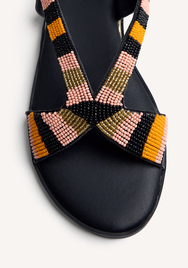 BEADED LEATHER WEDGE SANDALS BARRYTON