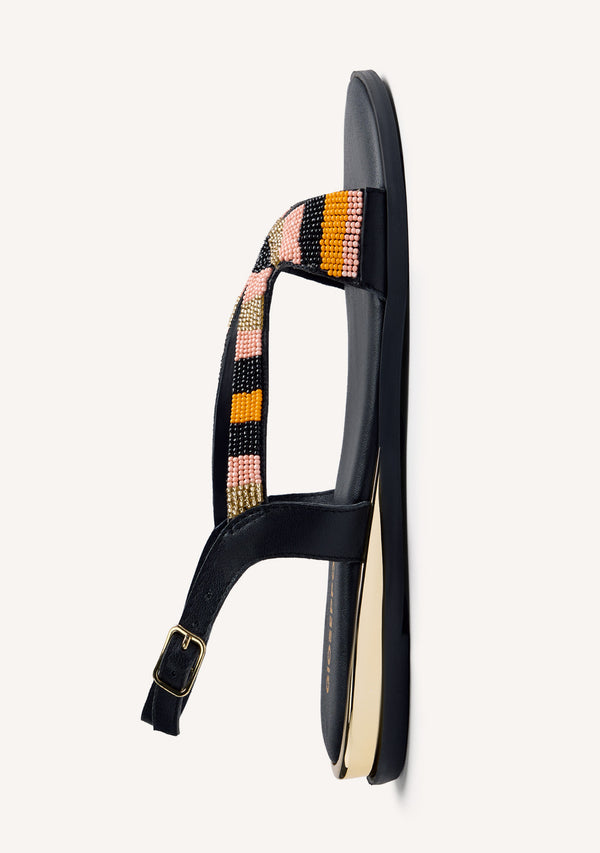 BEADED LEATHER WEDGE SANDALS BARRYTON