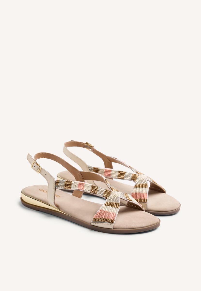 BEADED LEATHER WEDGE SANDALS BARRYTON