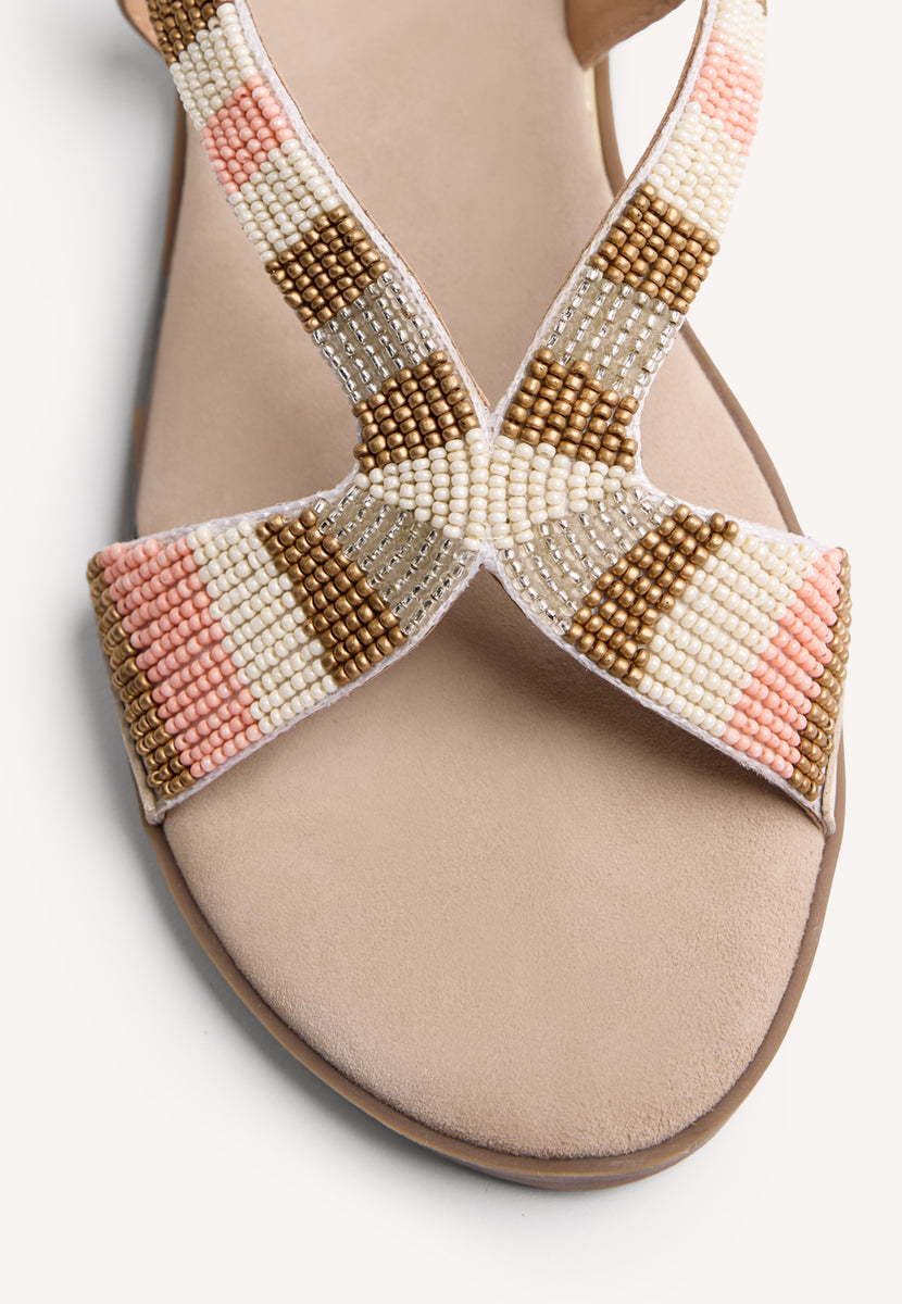 BEADED LEATHER WEDGE SANDALS BARRYTON