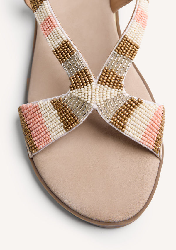 BEADED LEATHER WEDGE SANDALS BARRYTON