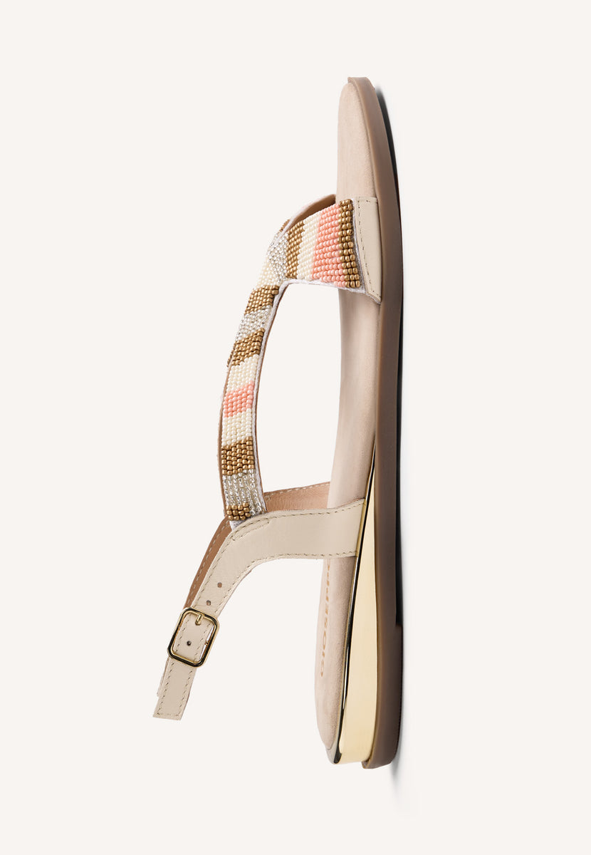 BEADED LEATHER WEDGE SANDALS BARRYTON