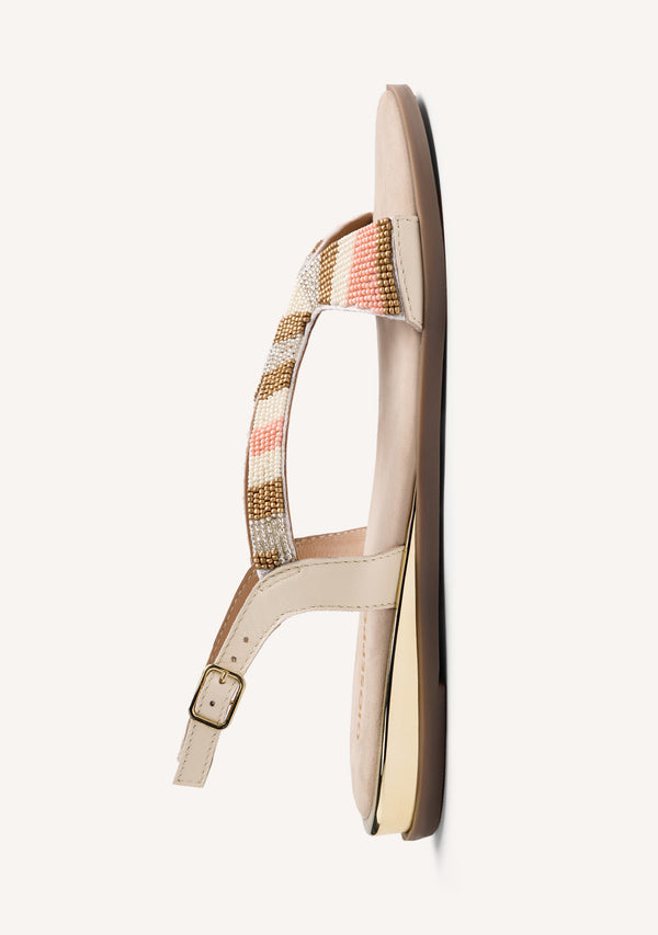 BEADED LEATHER WEDGE SANDALS BARRYTON