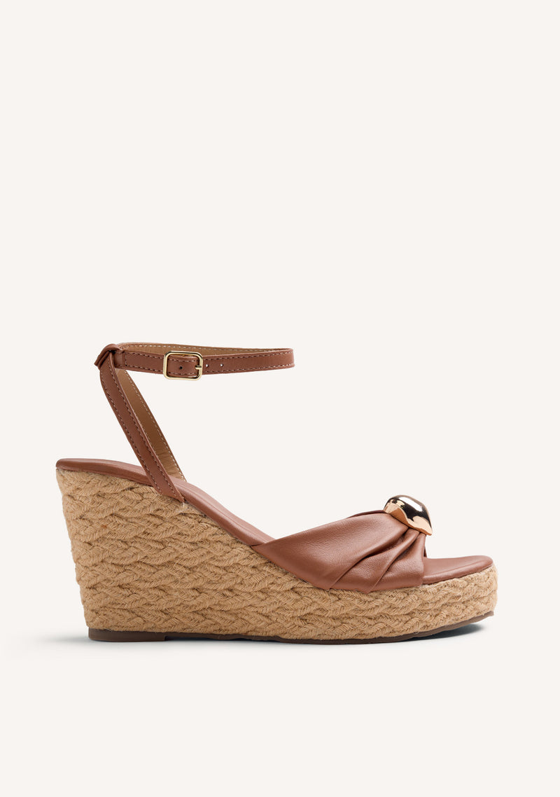 JEWEL LEATHER WEDGE SANDALS SOUDAN