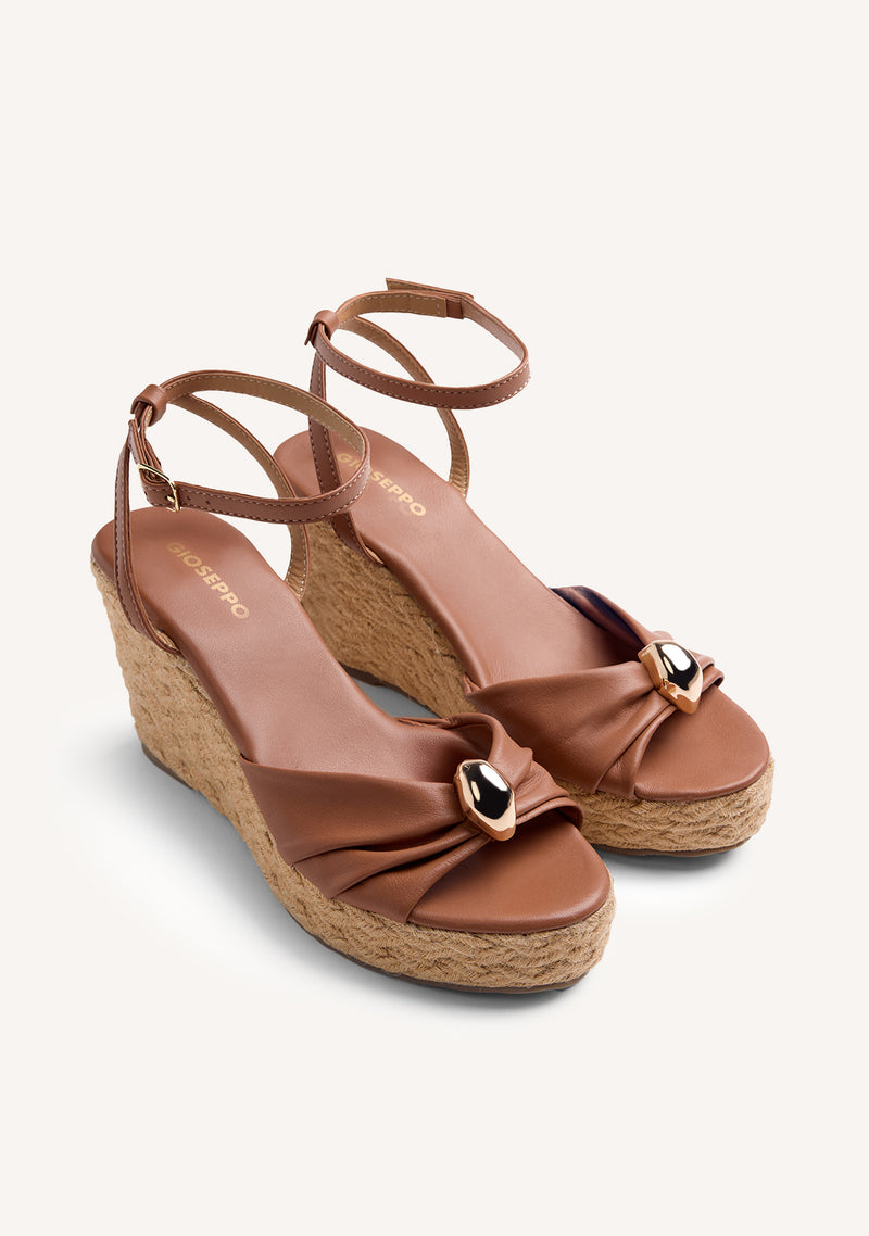 JEWEL LEATHER WEDGE SANDALS SOUDAN