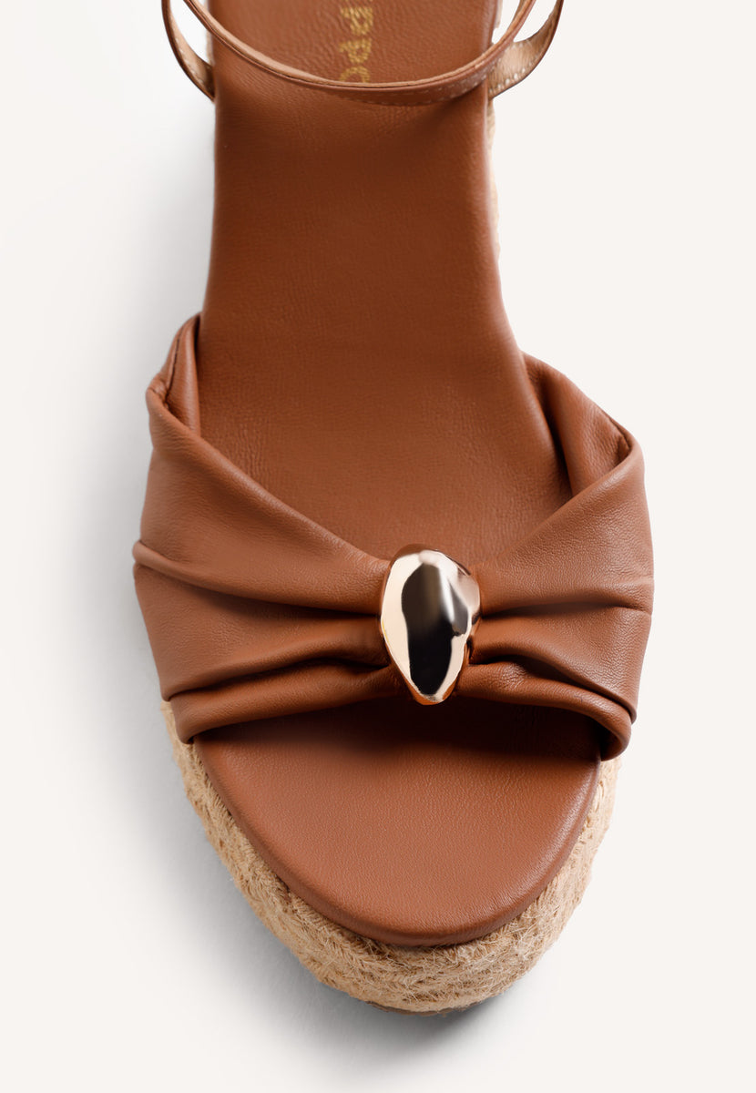 JEWEL LEATHER WEDGE SANDALS SOUDAN