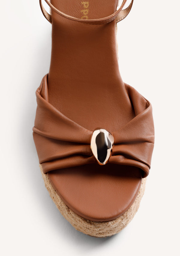 JEWEL LEATHER WEDGE SANDALS SOUDAN