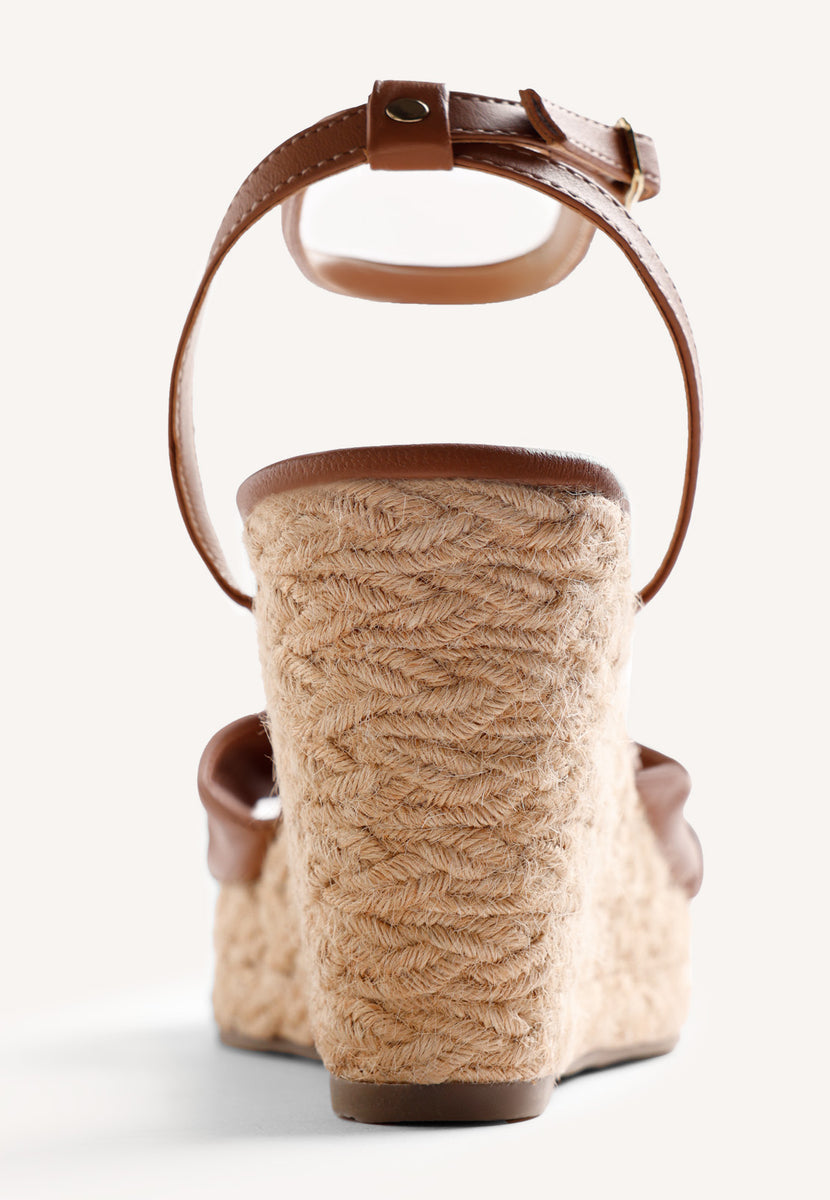 JEWEL LEATHER WEDGE SANDALS SOUDAN