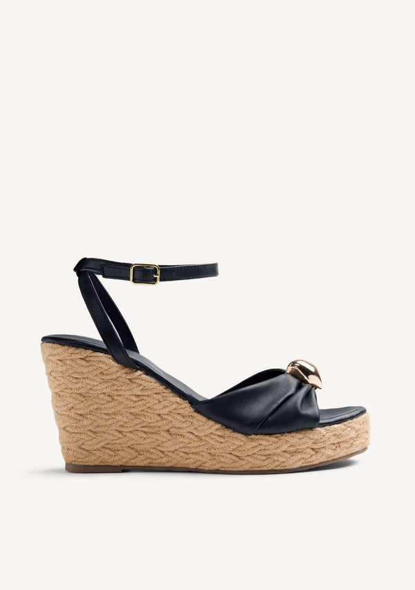 JEWEL LEATHER WEDGE SANDALS SOUDAN