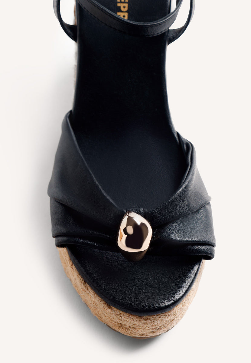 JEWEL LEATHER WEDGE SANDALS SOUDAN