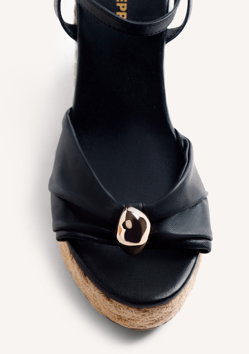 JEWEL LEATHER WEDGE SANDALS SOUDAN