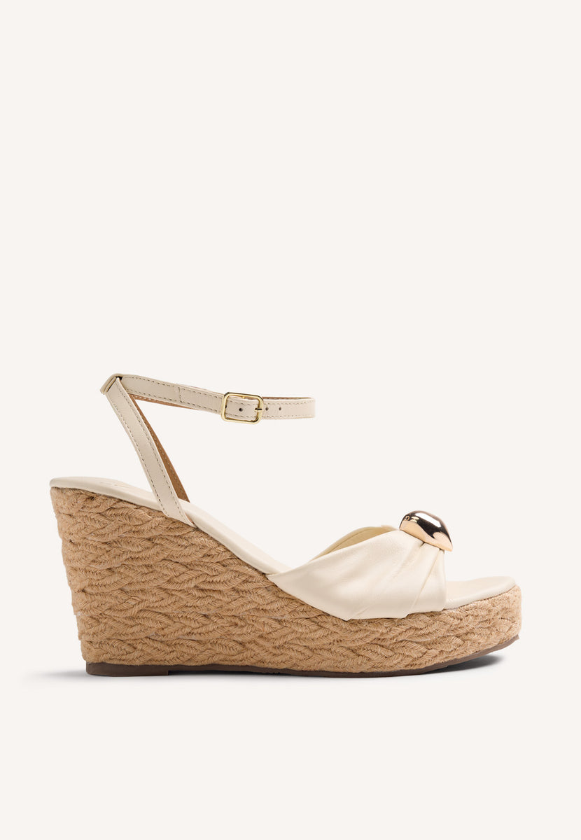 JEWEL LEATHER WEDGE SANDALS SOUDAN