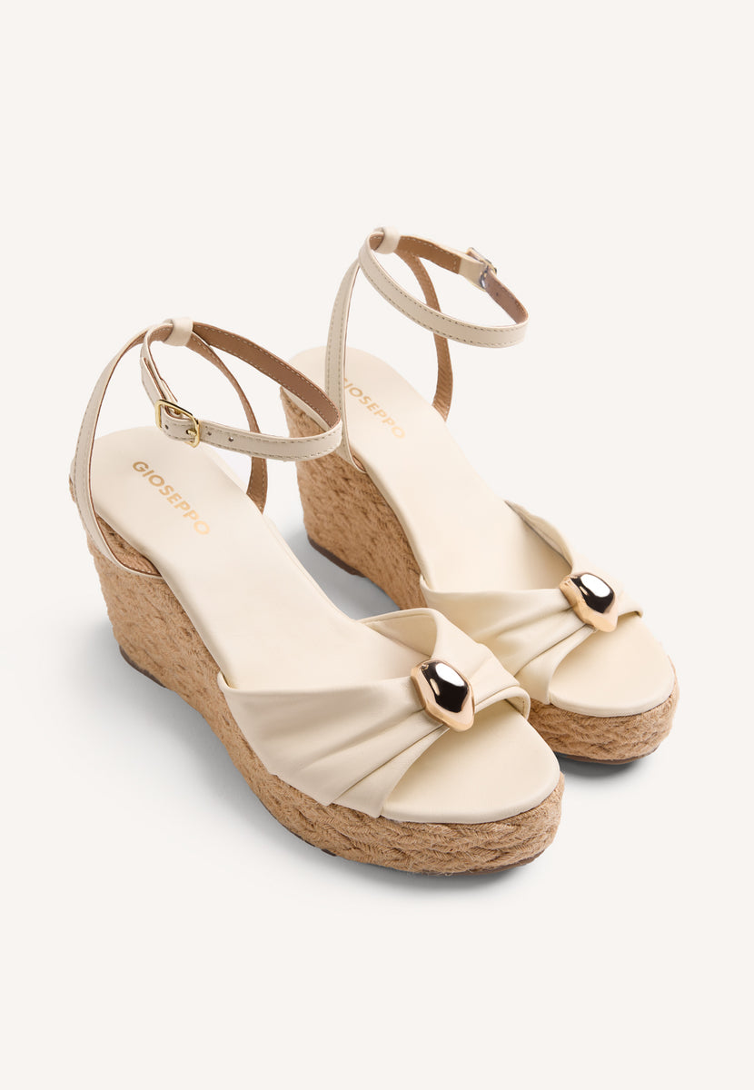 JEWEL LEATHER WEDGE SANDALS SOUDAN