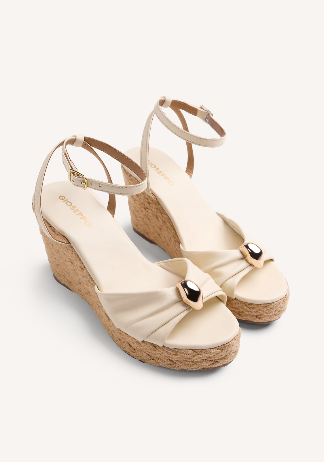 JEWEL LEATHER WEDGE SANDALS SOUDAN