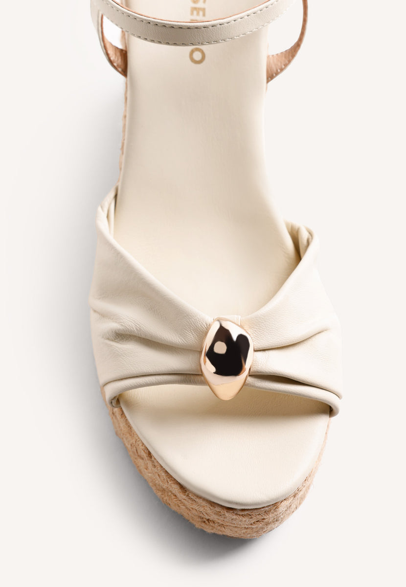 JEWEL LEATHER WEDGE SANDALS SOUDAN