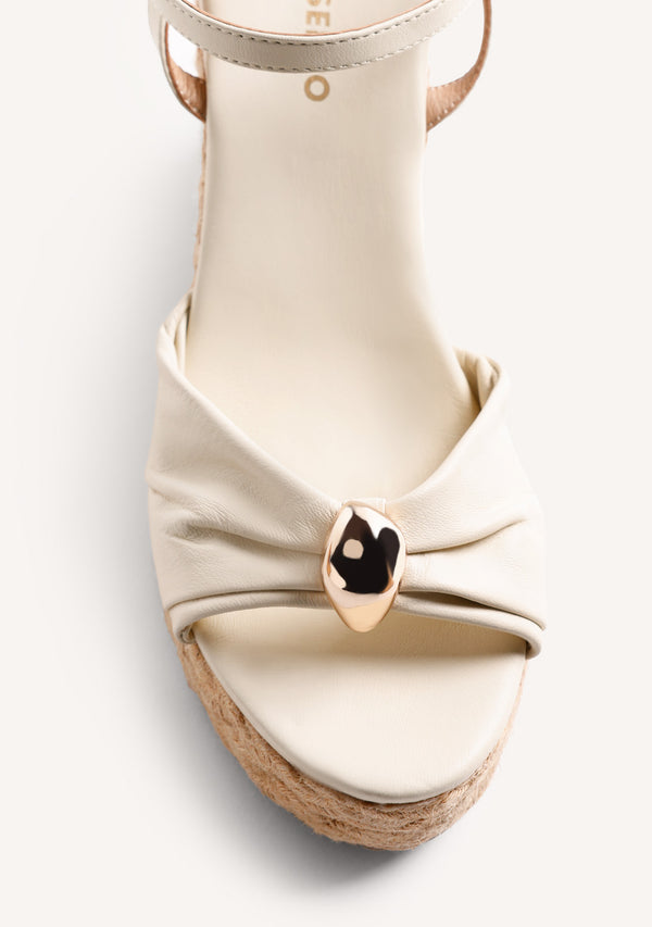 JEWEL LEATHER WEDGE SANDALS SOUDAN