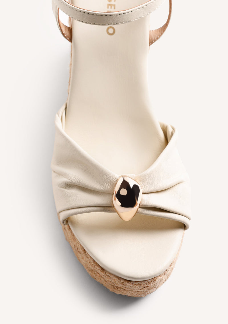 JEWEL LEATHER WEDGE SANDALS SOUDAN