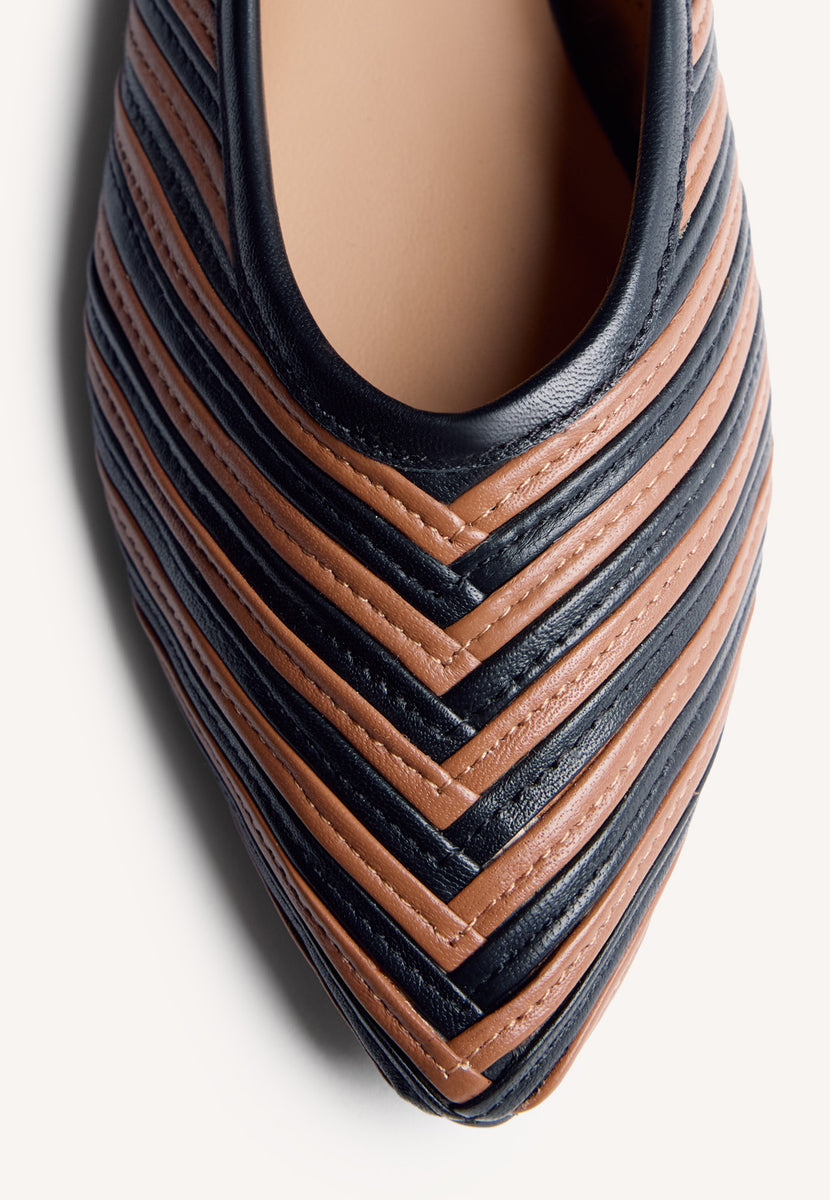 STRIPED LEATHER BALLET FLATS TARINE