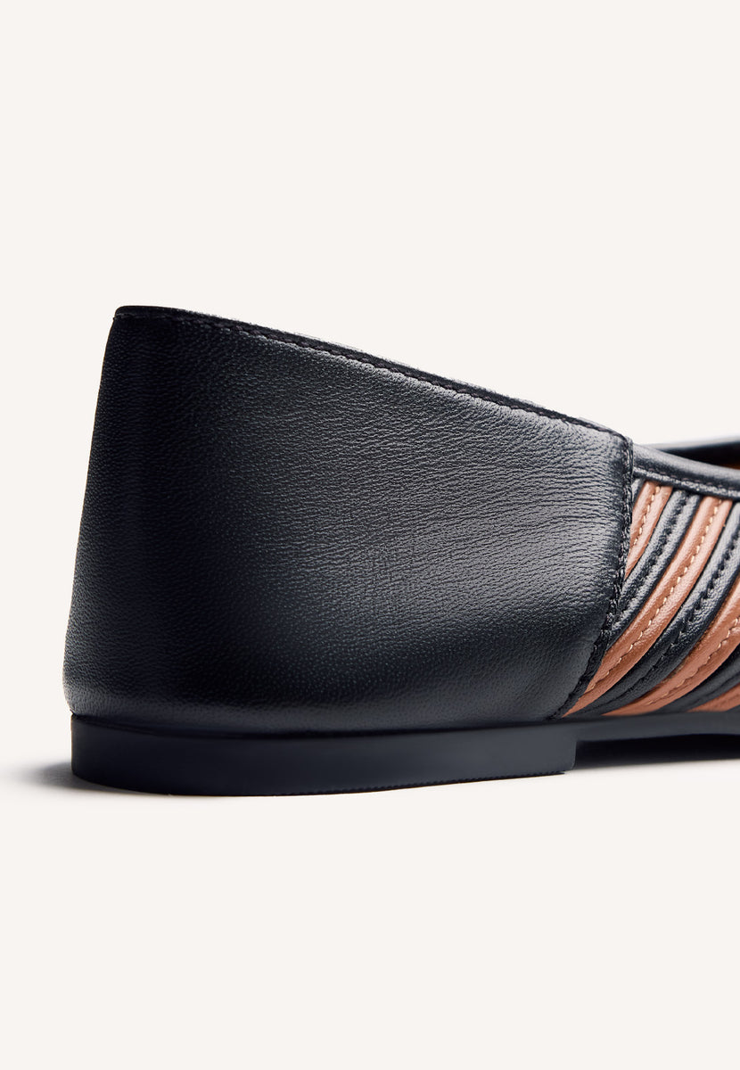 STRIPED LEATHER BALLET FLATS TARINE