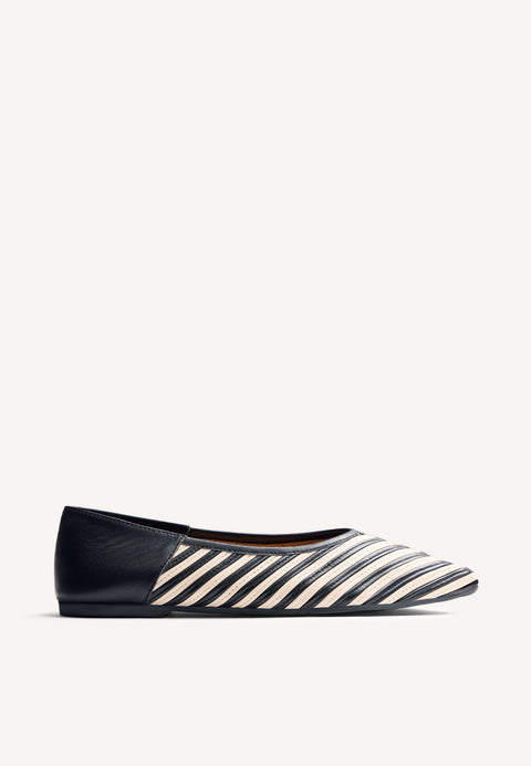 STRIPED LEATHER BALLET FLATS TARINE