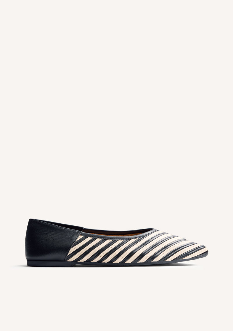STRIPED LEATHER BALLET FLATS TARINE