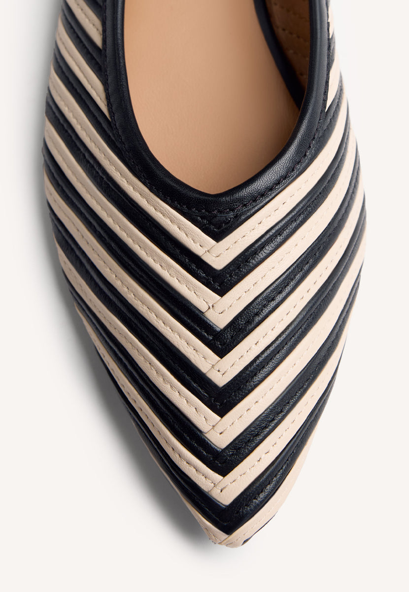 STRIPED LEATHER BALLET FLATS TARINE