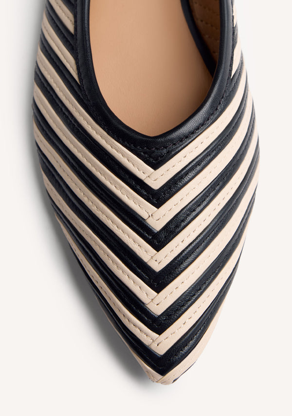 STRIPED LEATHER BALLET FLATS TARINE