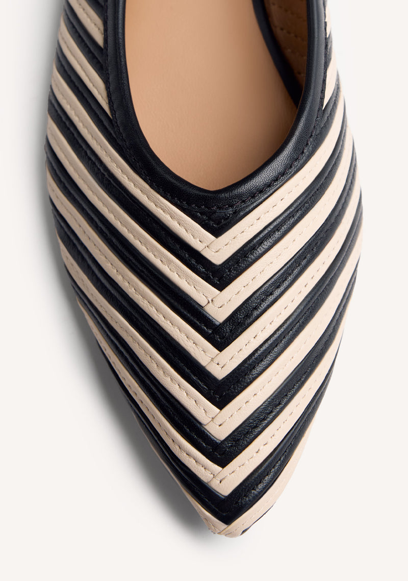 STRIPED LEATHER BALLET FLATS TARINE