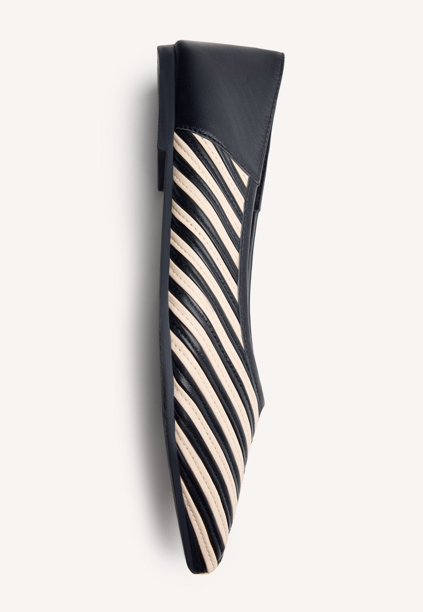 STRIPED LEATHER BALLET FLATS TARINE