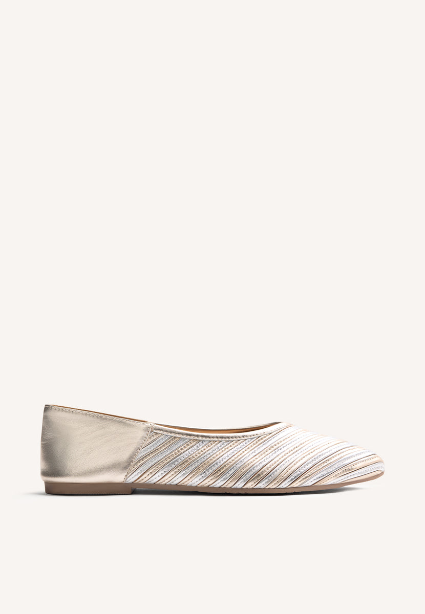 STRIPED LEATHER BALLET FLATS TARINE