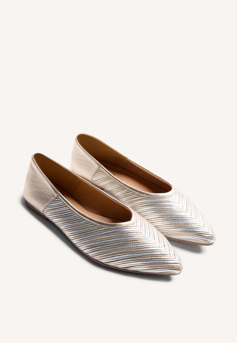 STRIPED LEATHER BALLET FLATS TARINE