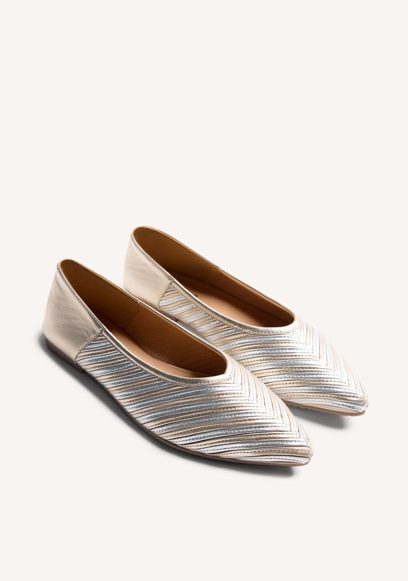 STRIPED LEATHER BALLET FLATS TARINE