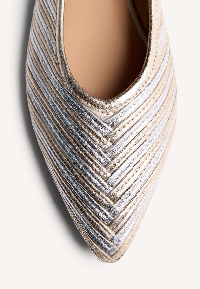 STRIPED LEATHER BALLET FLATS TARINE