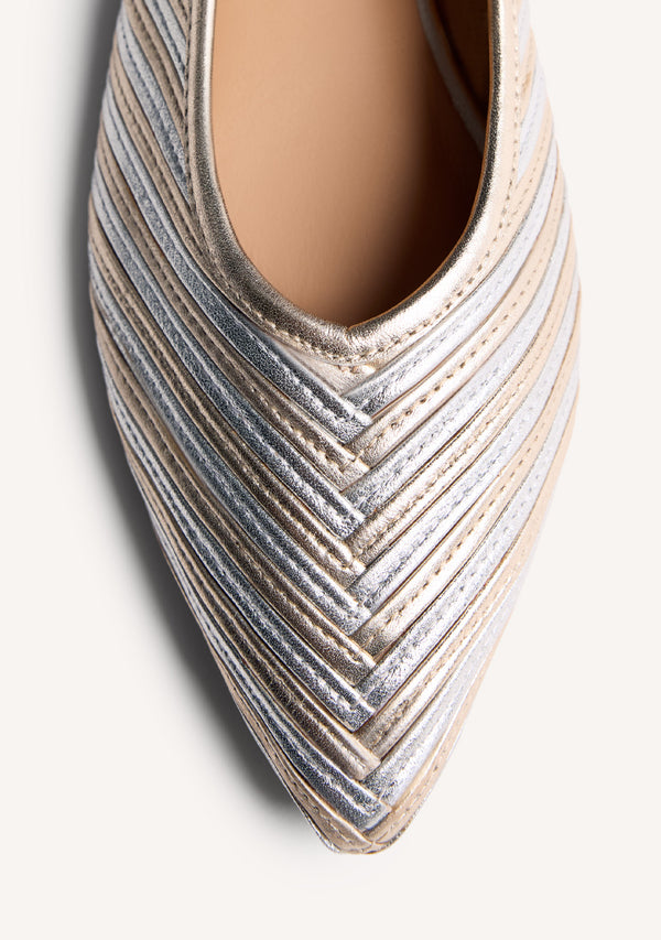 STRIPED LEATHER BALLET FLATS TARINE