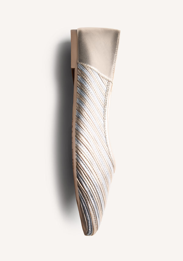 STRIPED LEATHER BALLET FLATS TARINE