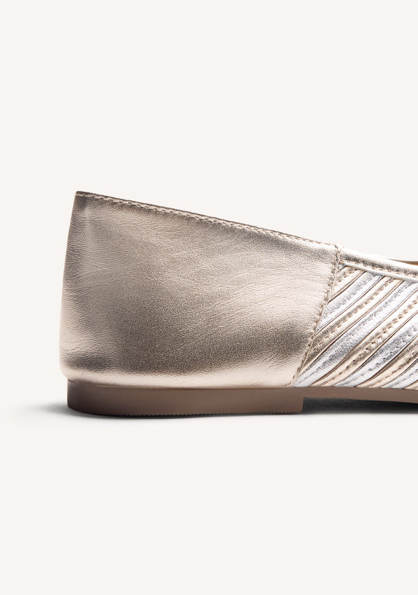 STRIPED LEATHER BALLET FLATS TARINE