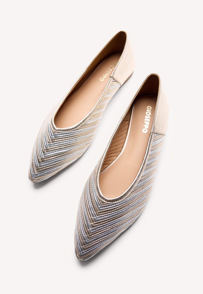 STRIPED LEATHER BALLET FLATS TARINE