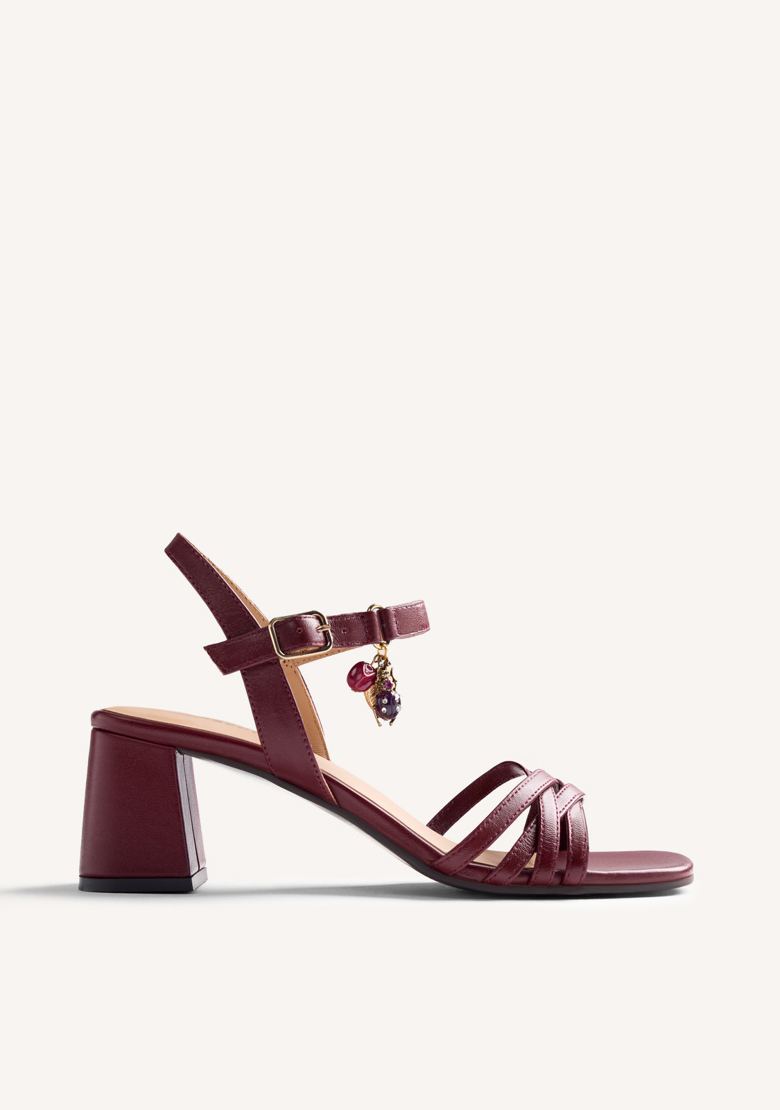 BEADED LEATHER HEELED SANDALS MAZERAS