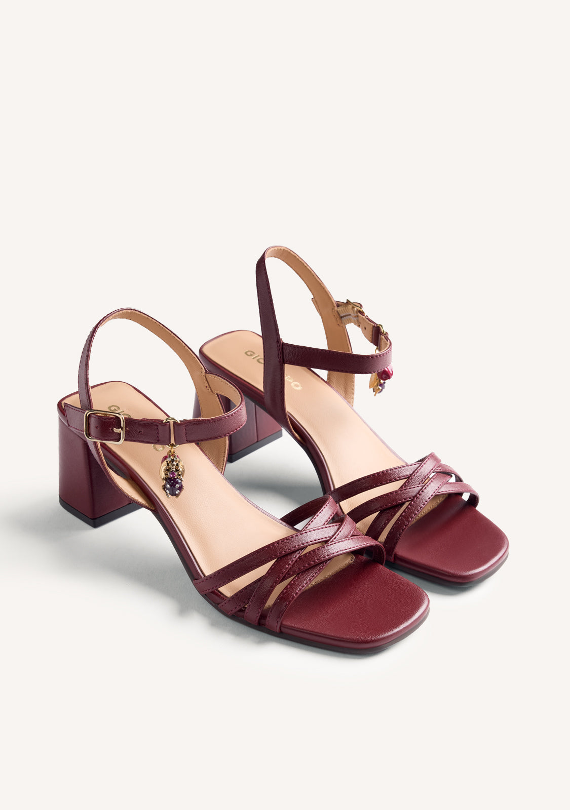 BEADED LEATHER HEELED SANDALS MAZERAS