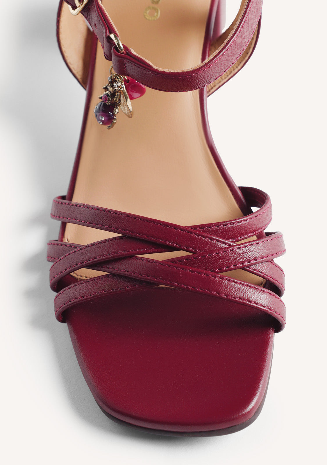 BEADED LEATHER HEELED SANDALS MAZERAS