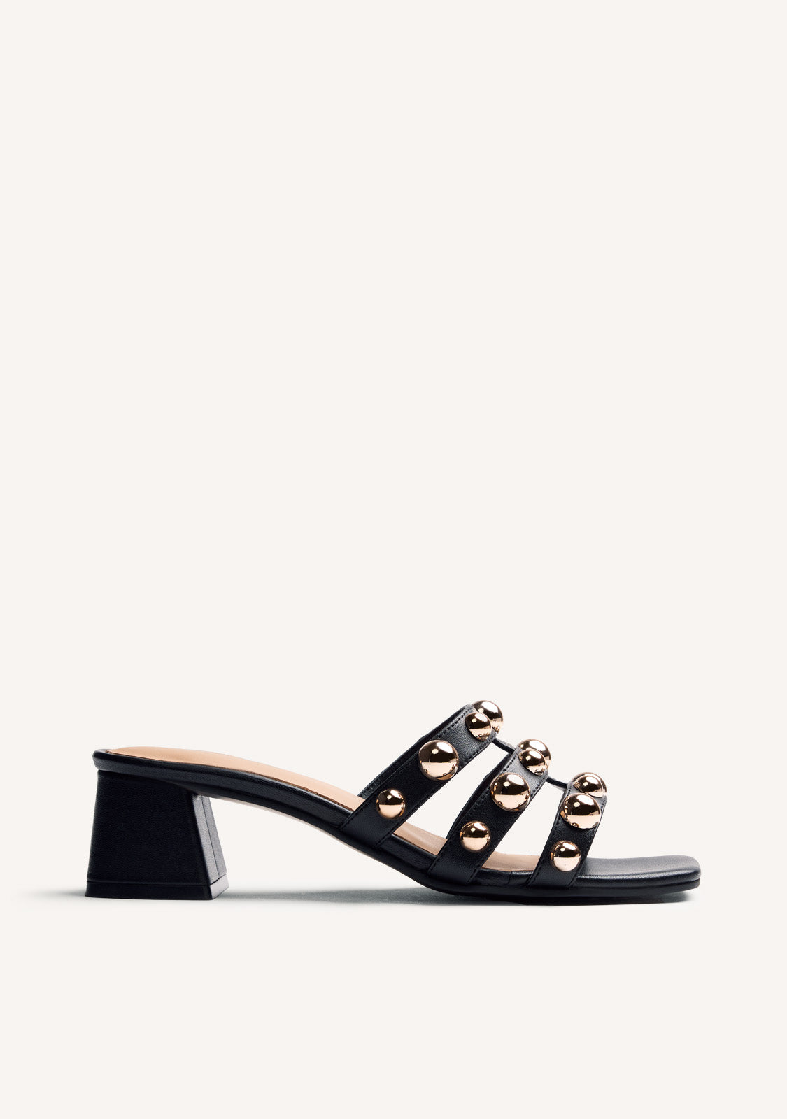 LEATHER STUDDED HEELED MULE SANDALS WHITING