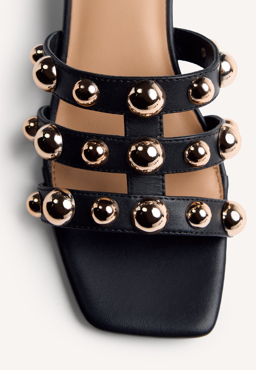 SANDALIAS MULES TACÓN PIEL TACHAS WHITING