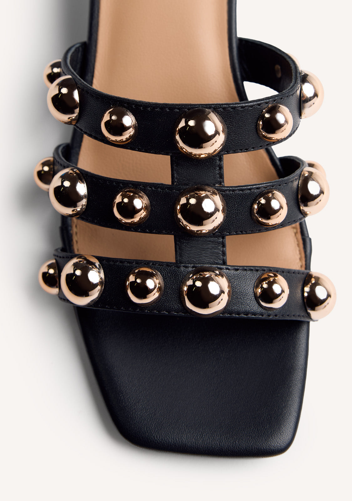 LEATHER STUDDED HEELED MULE SANDALS WHITING