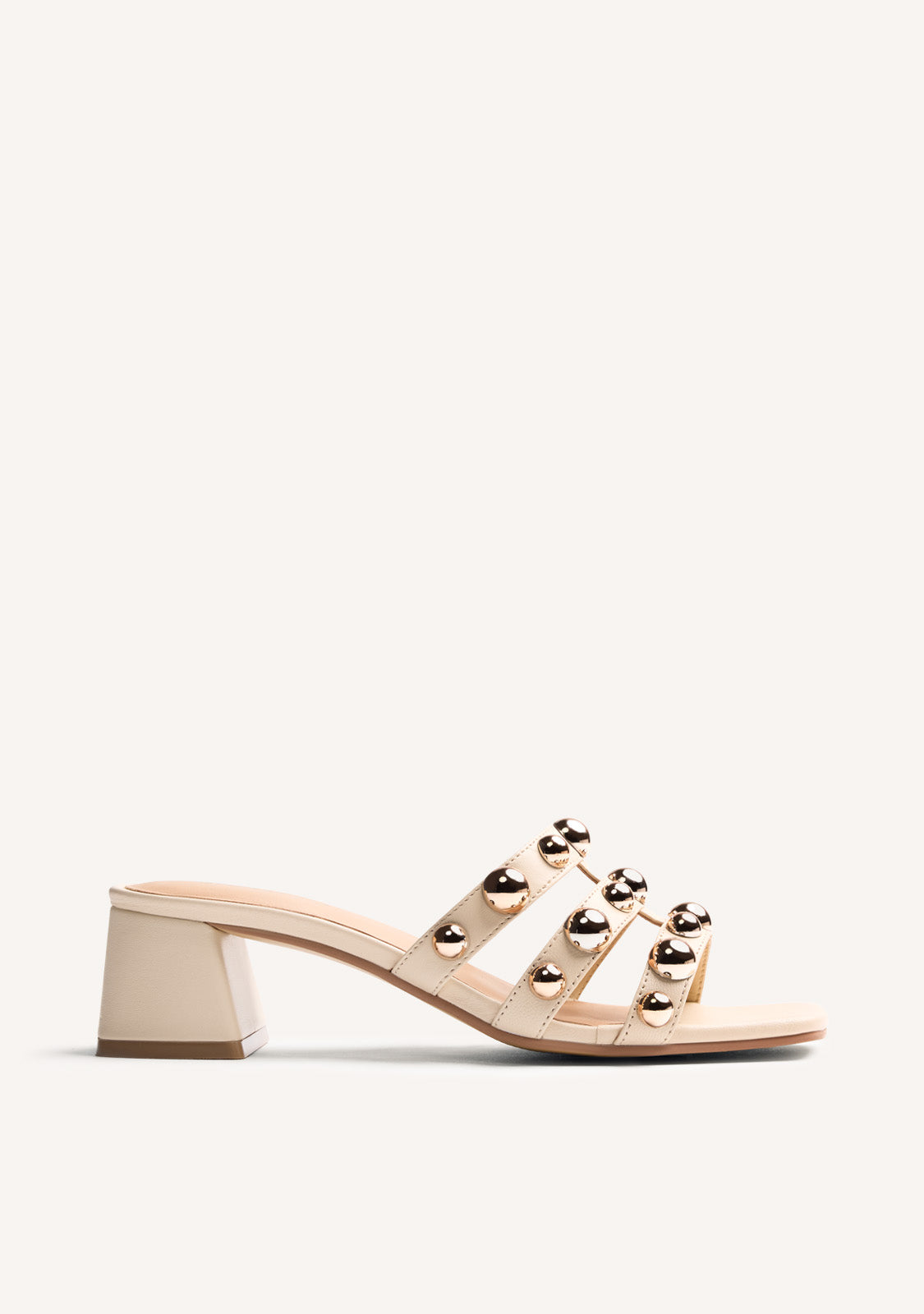 LEATHER STUDDED HEELED MULE SANDALS WHITING