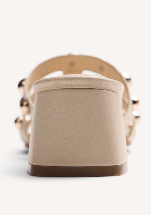 SANDALIAS MULES TACÓN PIEL TACHAS WHITING