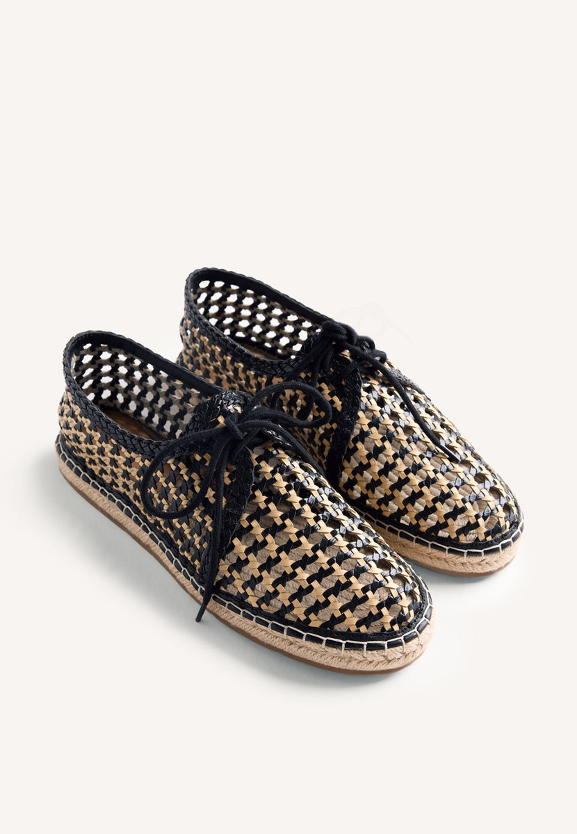 BRAIDED LEATHER FLAT SHOES WAYZATA